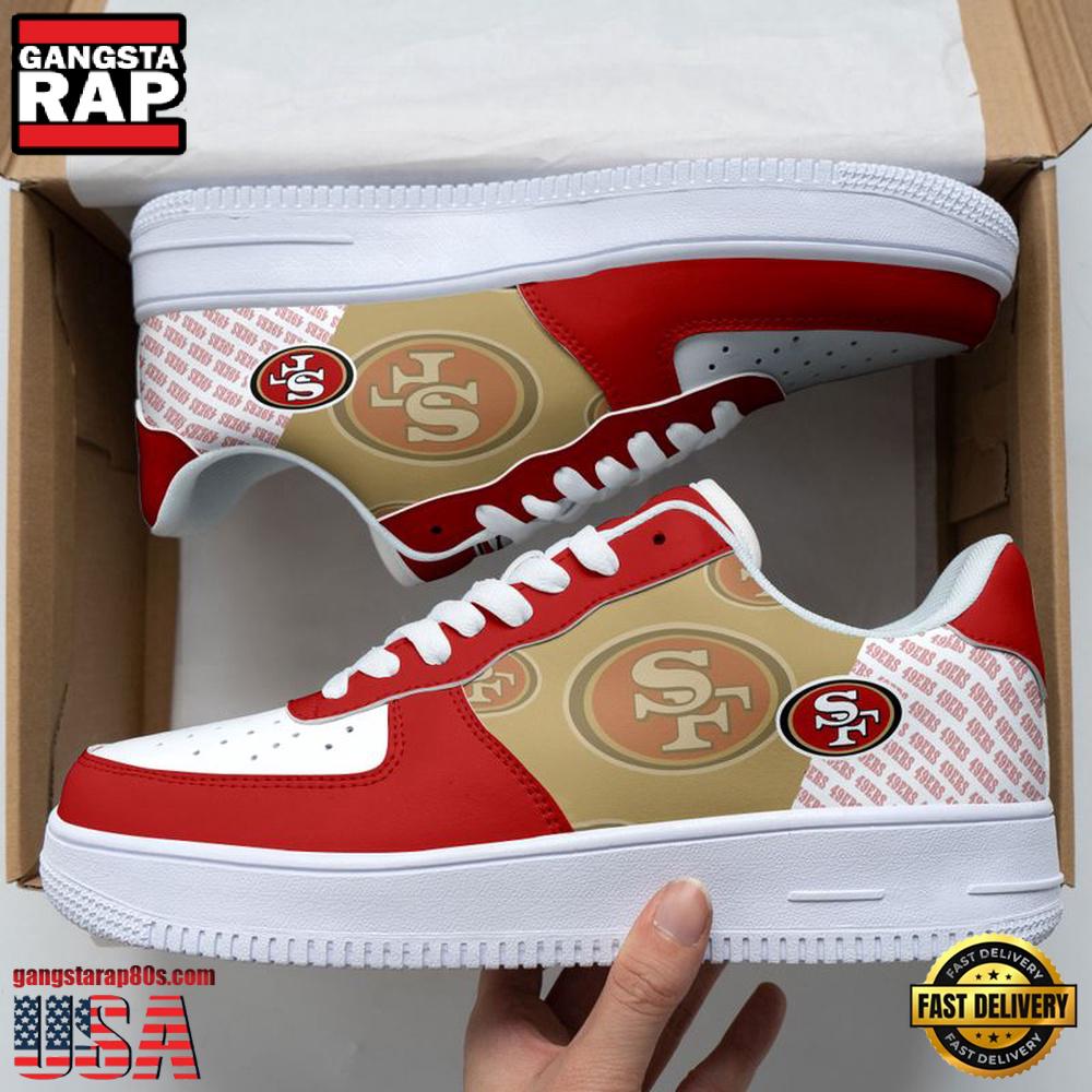 NFL San Francisco 49ers Basic Pattern Football New Design Air Force 1 Running Sneakers Shoes NFL San Francisco 49ers Basic Pattern Football New Design Air Force 1 Running Sneakers Shoes