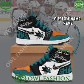 San Jose Sharks NHL Personalized Ice Hockey Team Air Jordan High Top
