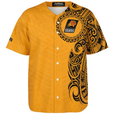 NBA Phoenix Suns Yellow Polynesian Baseball Jersey
