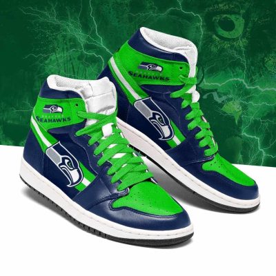 NFL Seattle Seahawks Green Navy Air Jordan 1 High Sneakers V2