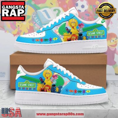 Sesame Street Autism Awareness Limited Edition Air Force 1 Running Sneakers Shoes