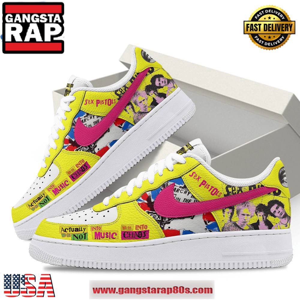Sex Pistols We Are Into Chaos Limited Edition Air Force 1 Running Sneakers Shoes Sex Pistols We Are Into Chaos Limited Edition Air Force 1 Running Sneakers Shoes