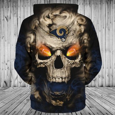 NFL Los Angeles Rams Horror Black Skull Pullover Hoodie V2