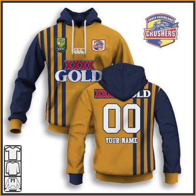South Queensland Crushers Custom Name Number 1995 Retro Rugby League Jersey Pullover Hoodie