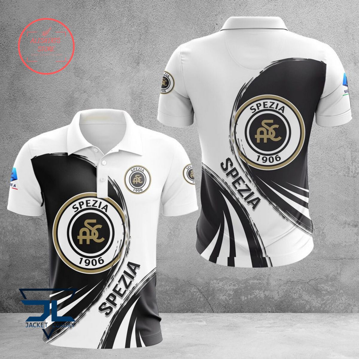 Spezia Calcio Black White Polo Shirt Spezia Calcio Black White Polo Shirt