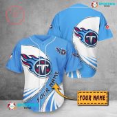NFL Tennessee Titans Custom Name White Blue Baseball Jersey