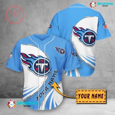 NFL Tennessee Titans Custom Name White Blue Baseball Jersey