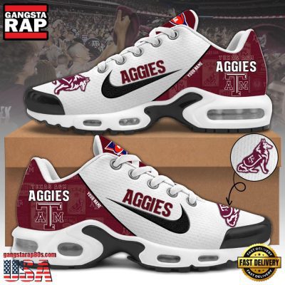 NCAA Custom Name Texas A&Ampm Aggies Football Mascot Symbol Air Max Plus Shoes Running Sneakers