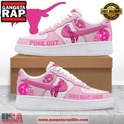 Texas Longhorns Tackle Breast Cancer 2024 Pink Air Force 1 Running Sneakers Shoes