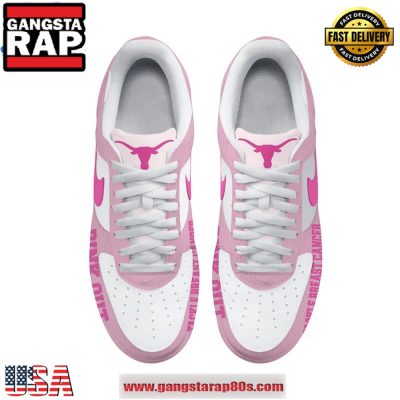 Texas Longhorns Tackle Breast Cancer 2024 Pink Air Force 1 Running Sneakers Shoes