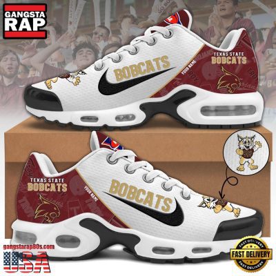 NCAA Custom Name Texas State Bobcats Football Mascot Symbol Air Max Plus Shoes Running Sneakers