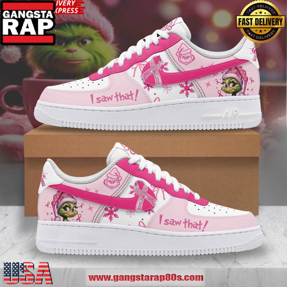 The Grinch I Saw That Pink Christmas Air Force 1 Running Sneakers Shoes The Grinch I Saw That Pink Christmas Air Force 1 Running Sneakers Shoes