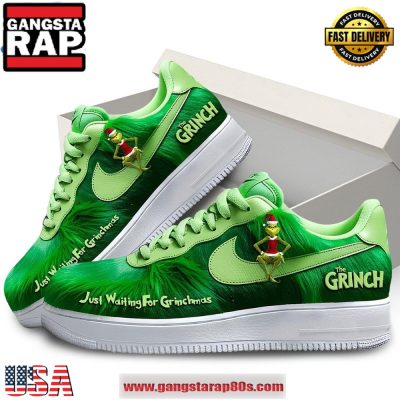 The Grinch Just Waiting For Christmas Limited Edition Air Force 1 Running Sneakers Shoes