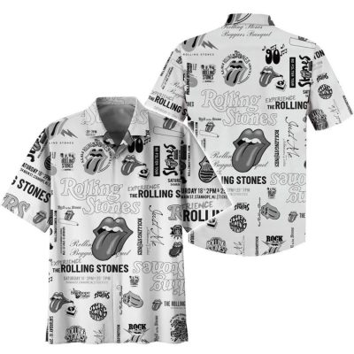 The Rolling Stones Logo Pattern Hawaiian Shirt