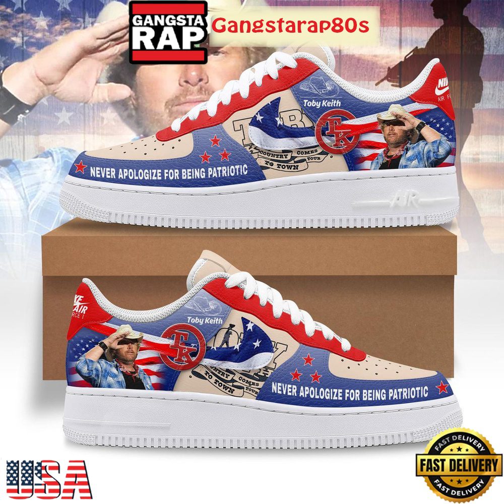Toby Keith Never Apologize For Being Patriotic Special Edition Air Force 1 Shoes Running Sneakers Toby Keith Never Apologize For Being Patriotic Special Edition Air Force 1 Shoes Running Sneakers