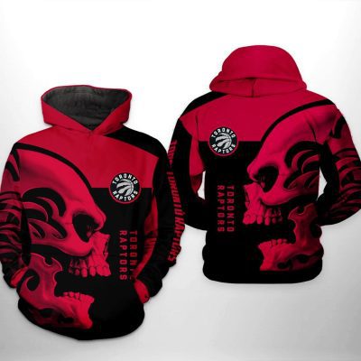 NBA Toronto Raptors Red Black Skull Pullover Hoodie V2