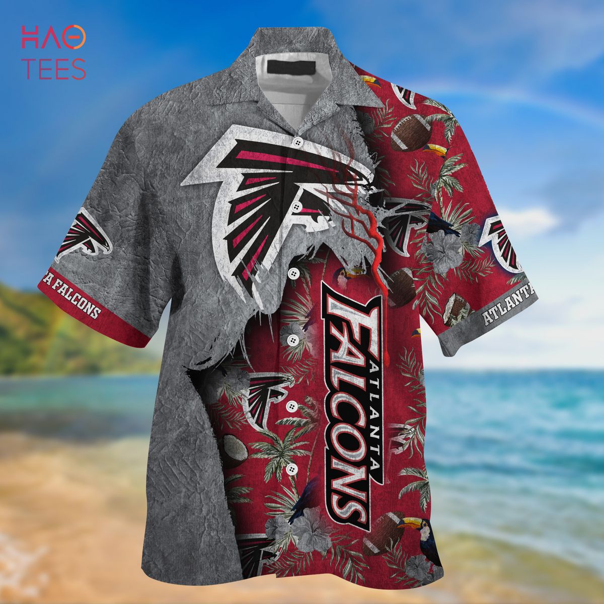 NFL Atlanta Falcons Silver Red Hawaiian Shirt NFL Atlanta Falcons Silver Red Hawaiian Shirt