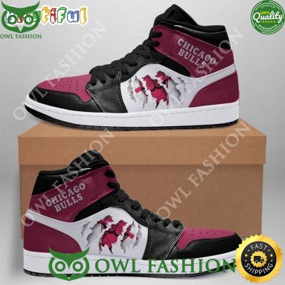 Trending Chicago Bulls Red Black Scratch Air Jordan 1 High Shoes