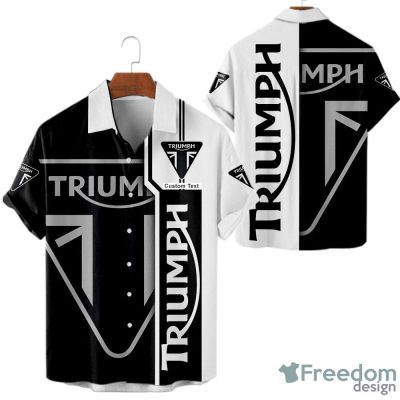 Triumph Motorcycles Custom Text Black White Hawaiian Shirt