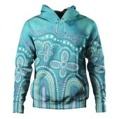 Australia Aboriginal Hoodie - Dot painting illustration in Aboriginal style Turquoise Hoodie
