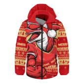 Redcliffe Dolphins Hooded Padded Jacket Ugly Knit Style For Christmas Game Fans