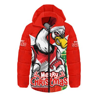 Sydney Swans Hooded Padded Jacket Santa Scoring Touchdown On Christmas Game Day