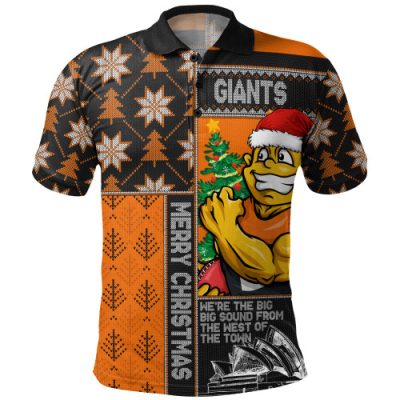 GWS GIANTS Polo Shirt Merry Christmas Knit Style Festive Spirit