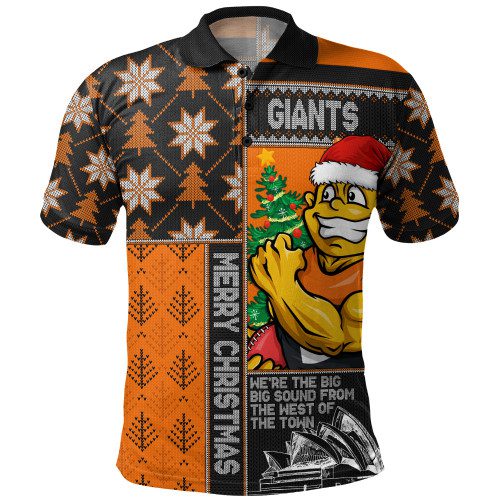 GWS GIANTS Polo Shirt Merry Christmas Knit Style Festive Spirit GWS GIANTS Polo Shirt Merry Christmas Knit Style Festive Spirit