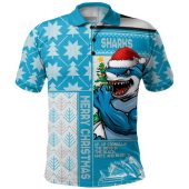 Cronulla-Sutherland Sharks Polo Shirt Christmas Magic Knit Style Winter Glow