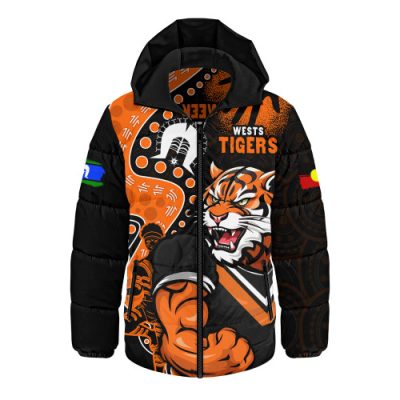 Wests Tigers Hooded Padded Jacket NAIDOC Indigenous Warrior Spirit