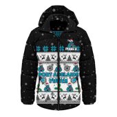 Port Adelaide Hooded Padded Jacket Special Ugly Christmas Holiday Footy Fans