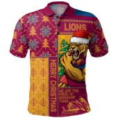 Brisbane Lions Polo Shirt Merry Christmas Knit Style Festive Spirit