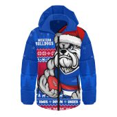 Western Bulldogs Hooded Padded Jacket Merry Christmas Down Under Footy Power Style