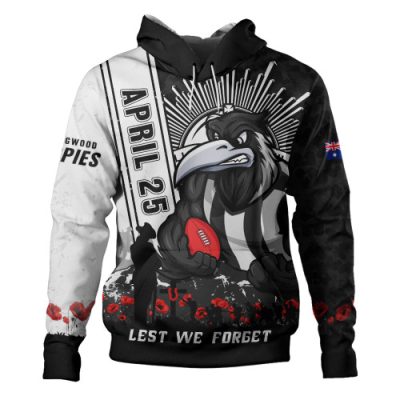 Collingwood Hoodie Anzac Day Lest We Forget Memorial