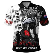 Collingwood Polo Shirt Anzac Day Lest We Forget Memorial
