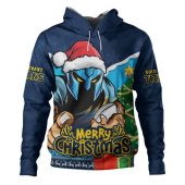 Gold Coast Titans Hoodie Santa Scoring Touchdown On Christmas Game Day