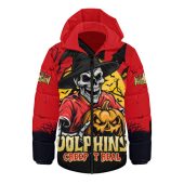 Redcliffe Dolphins Hooded Padded Jacket Dark Moon Rugby Halloween Battle Edition