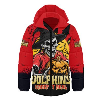 Redcliffe Dolphins Hooded Padded Jacket Dark Moon Rugby Halloween Battle Edition
