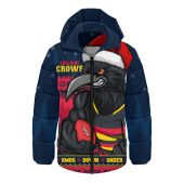 Adelaide Crows Hooded Padded Jacket Merry Christmas Down Under Footy Power Style