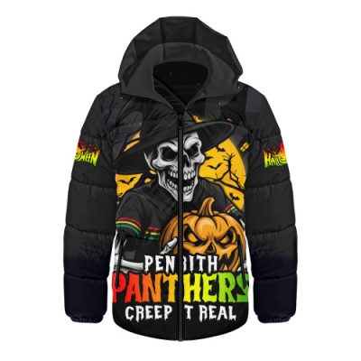 Penrith Panthers Hooded Padded Jacket Dark Moon Rugby Halloween Battle Edition