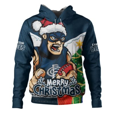 Carlton Hoodie Santa Scoring Touchdown On Christmas Game Day