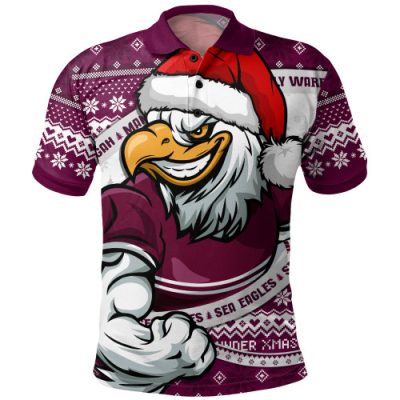 Manly Warringah Sea Eagles Polo Shirt Ugly Knit Style For Christmas Game Fans