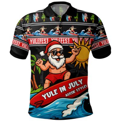 Australia Polo Shirt Santa's Yule Wave Ride