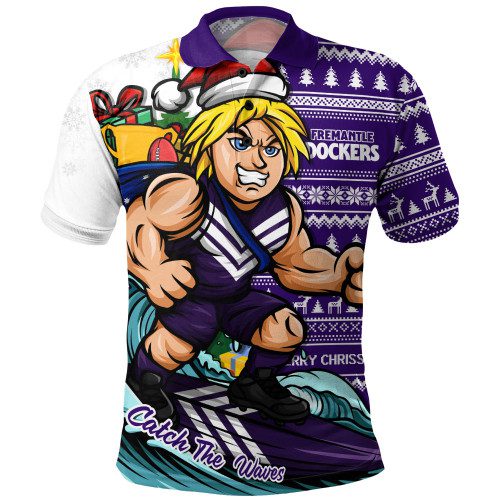 Fremantle Polo Shirt Christmas Holiday Santa Rides The Waves Fremantle Polo Shirt Christmas Holiday Santa Rides The Waves