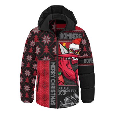 Essendon Hooded Padded Jacket Merry Christmas Knit Style Festive Spirit