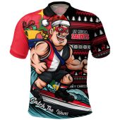 St Kilda Polo Shirt Christmas Holiday Santa Rides The Waves