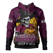 Queensland Maroons Hoodie Dark Moon Rugby Halloween Battle Edition