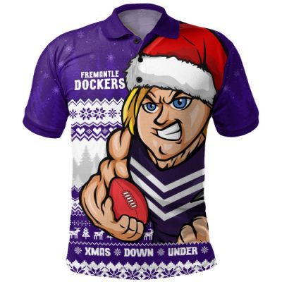 Fremantle Polo Shirt Merry Christmas Down Under Footy Power Style