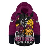 Manly Warringah Sea Eagles Hooded Padded Jacket Dark Moon Rugby Halloween Battle Edition