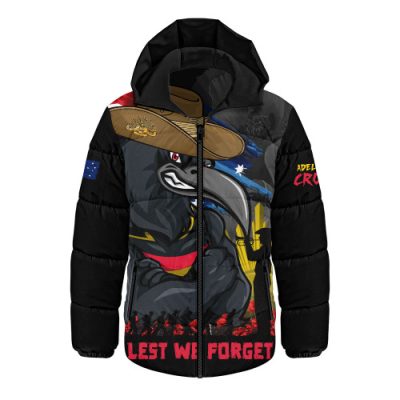 Adelaide Crows Hooded Padded Jacket ANZAC Inspired Football Fan Memorial Design